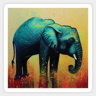 Elephant Art with Colourful Paint Splatters Sticker